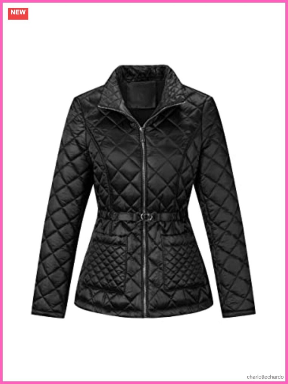 Quilted Lightweight Puffer Jacket Belted Slim Fit